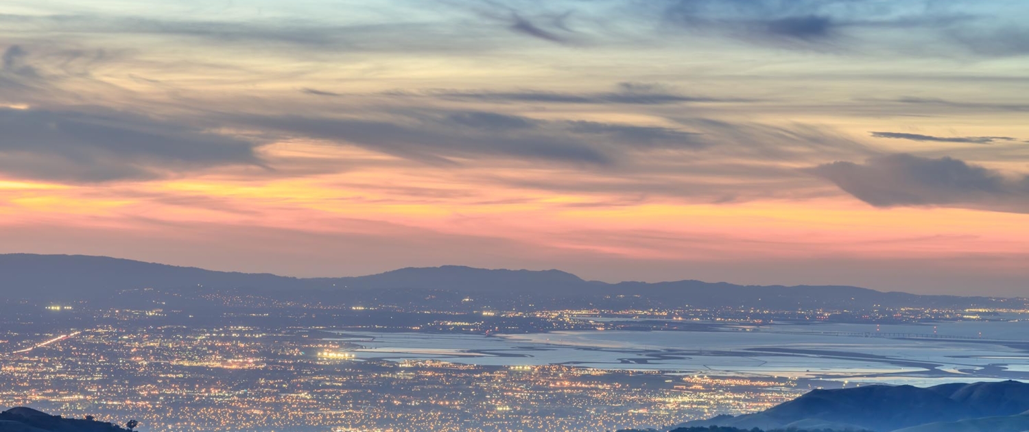 Santa Clara Valley at dusk as seen from Lick Observatory