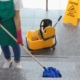 Professional cleaning stairs of commercial building