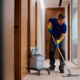 Worker Cleanings Floors Of Ofice